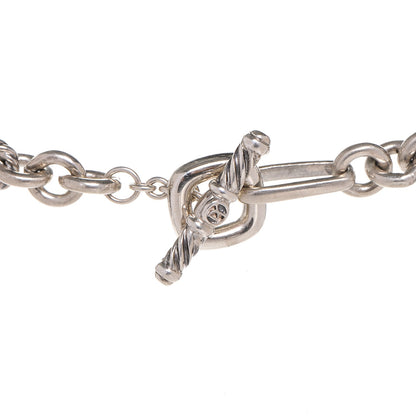 David Yurman Sterling Silver 18K Yellow Gold Tahitian Pearl Figaro Chain Necklace 4 of 6