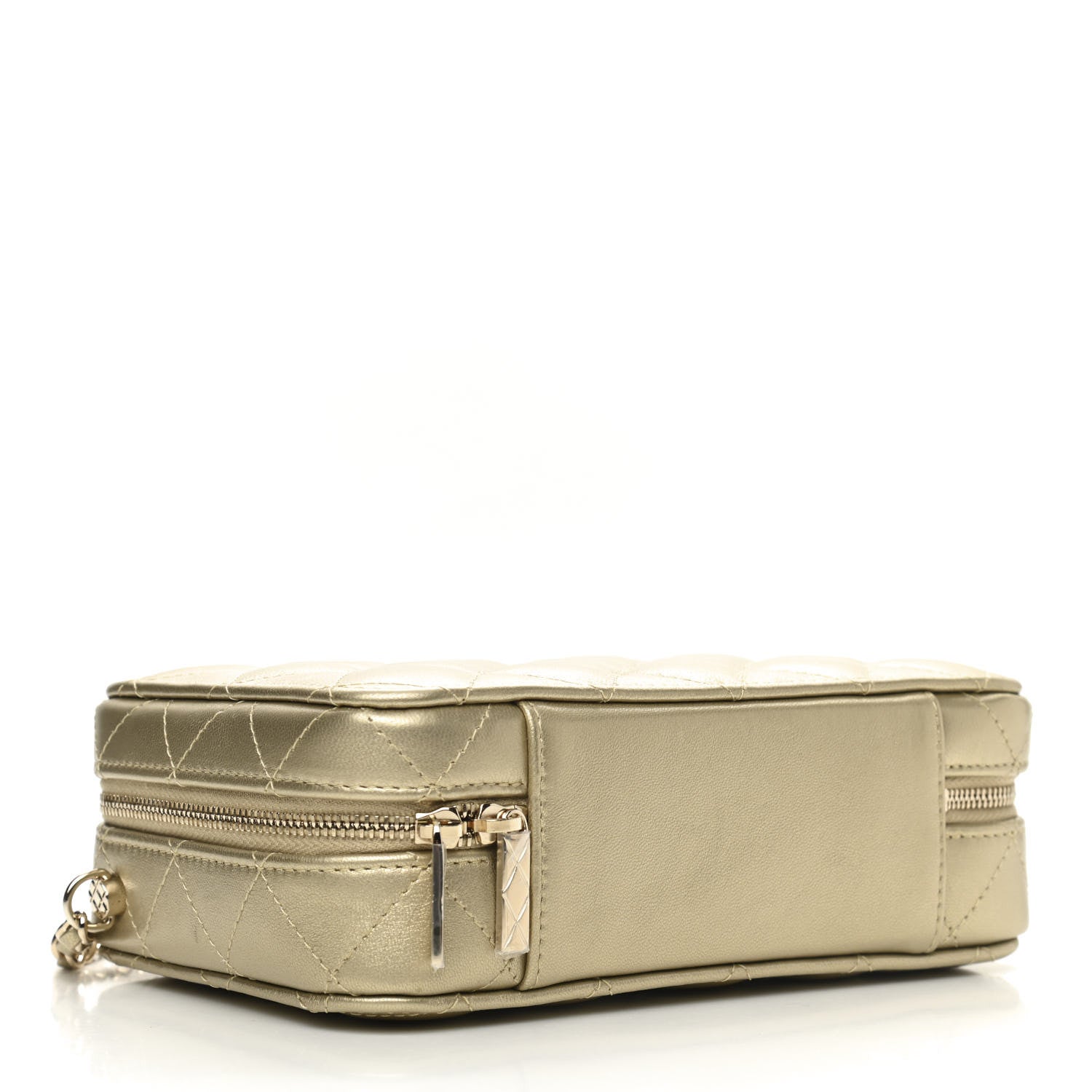 Chanel Metallic Lambskin Quilted Top Handle Vanity Case Gold 4 of 11