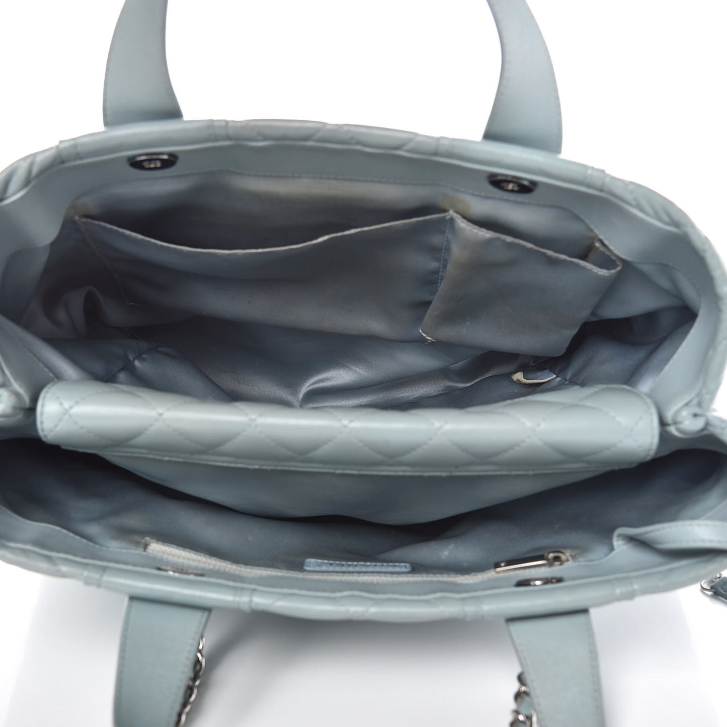 Lambskin Quilted Daily Shopping Tote Light Blue