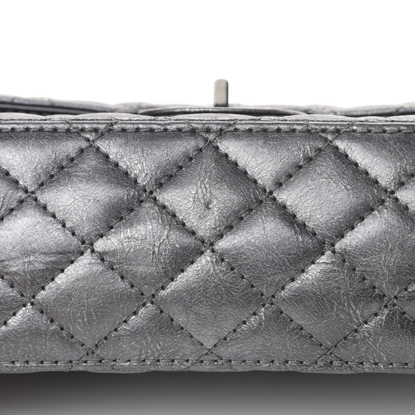 Metallic Aged Calfskin Quilted 2.55 Reissue 225 Flap Charcoal