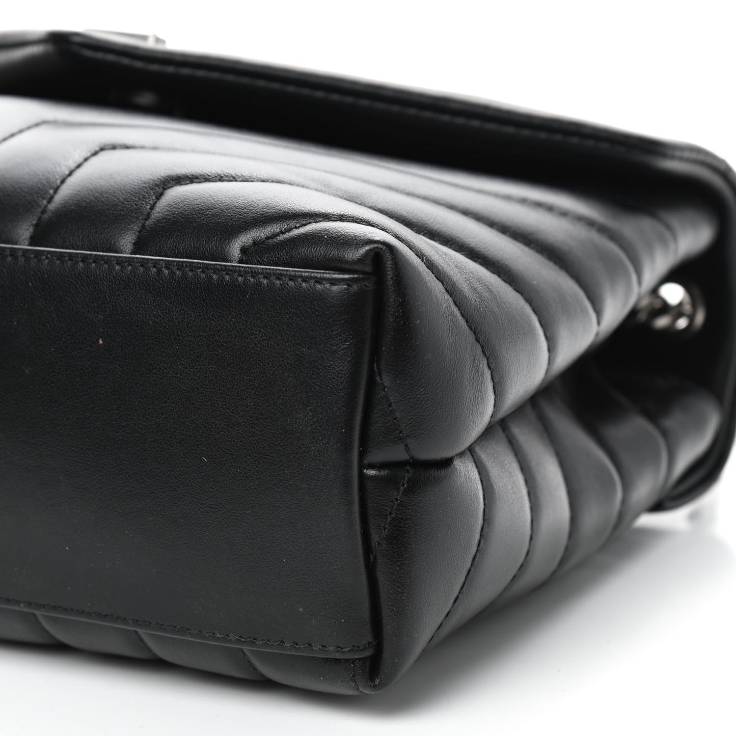 Calfskin Y Quilted Monogram Small Loulou Chain Satchel Black