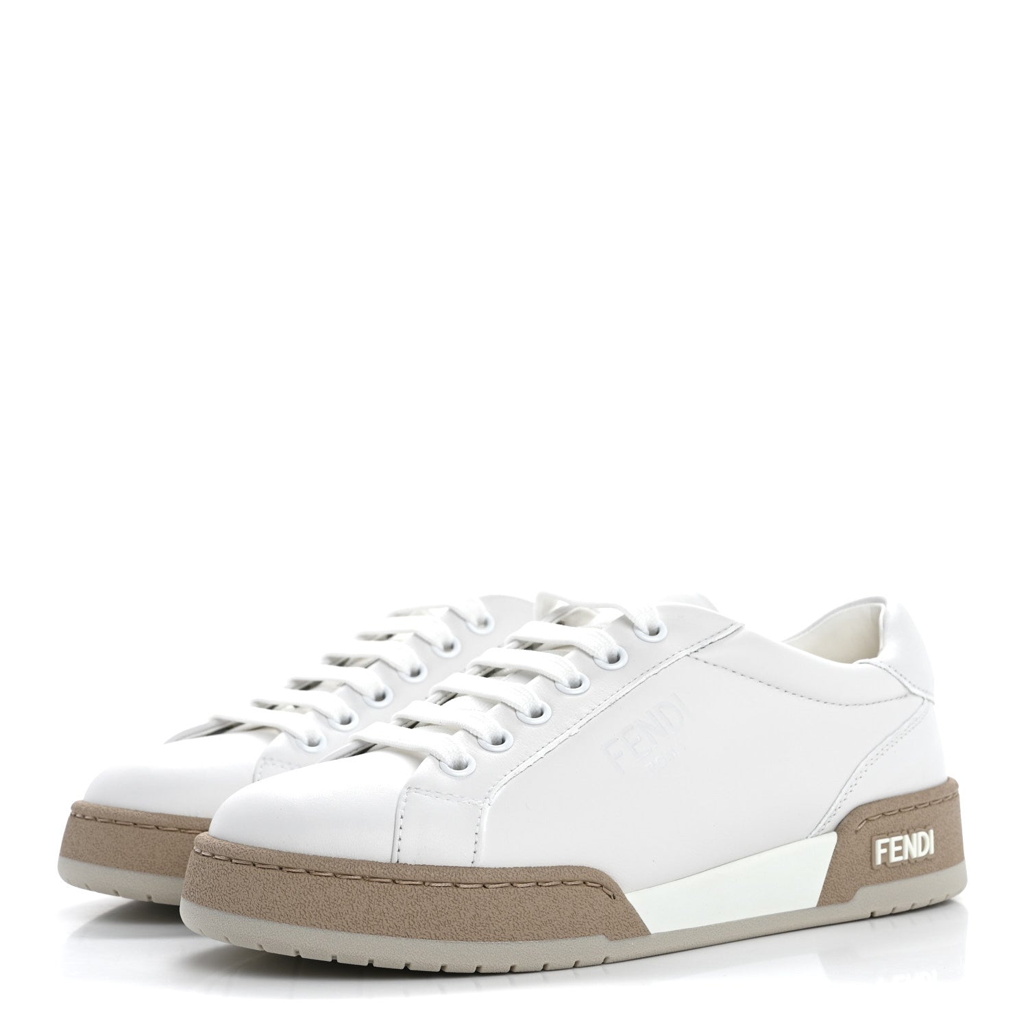Fendi Vitello Logo Womens Low Top Sneakers 35 White 4 of 9