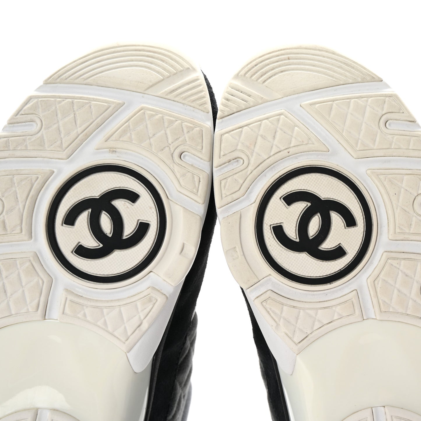 Fabric Suede Calfskin Quilted CC Sneakers 40 Dark Grey