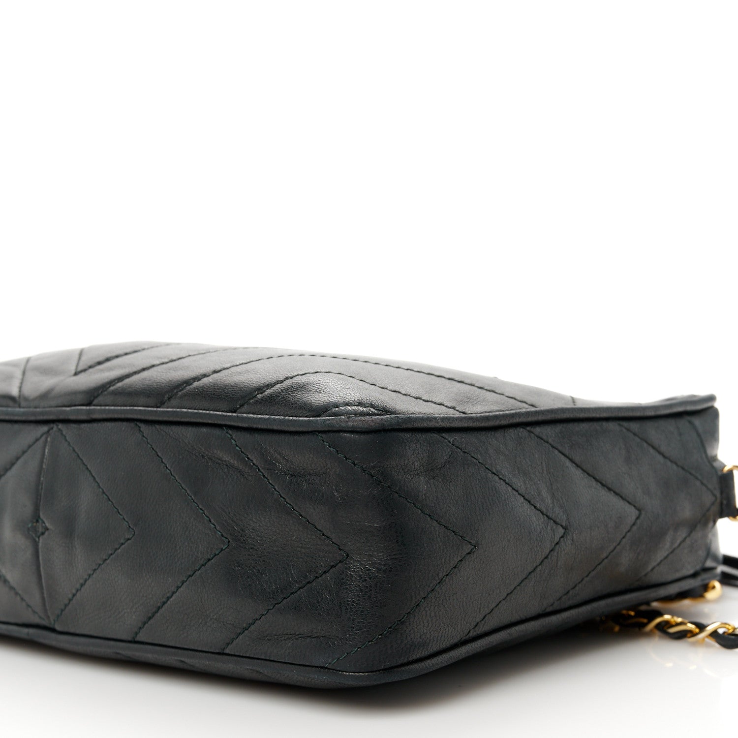 Chanel Lambskin Chevron Quilted Tassel Camera Case Black 12 of 12