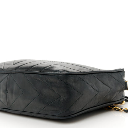 Chanel Lambskin Chevron Quilted Tassel Camera Case Black 12 of 12