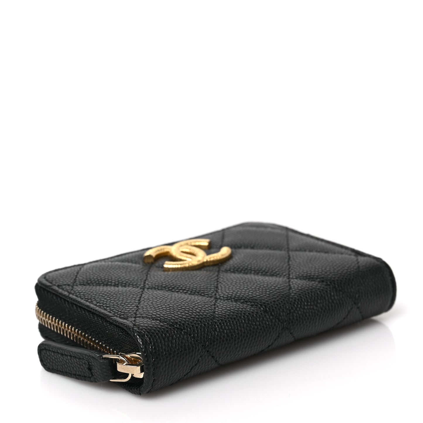 Caviar Quilted Zip Coin Purse Black