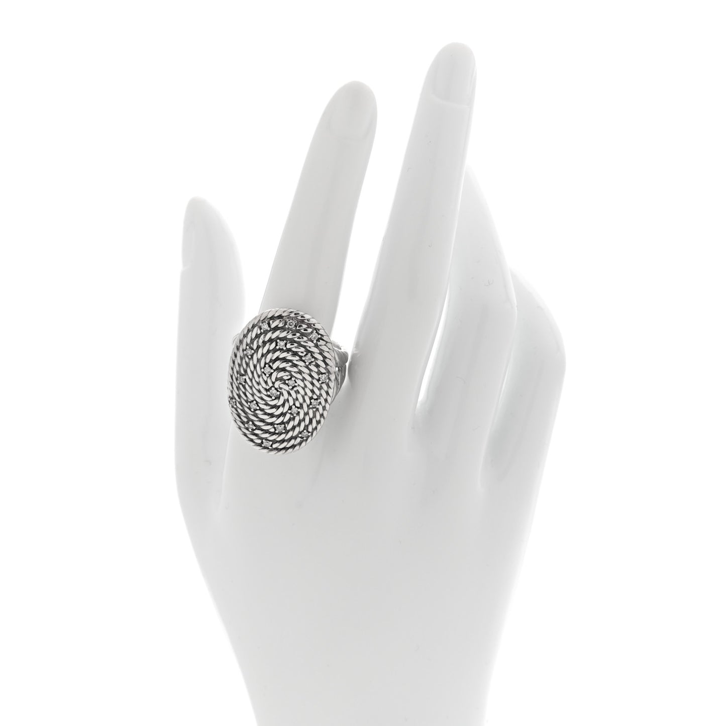 Sterling Silver Diamond Cable Coil Ring 60 9.25