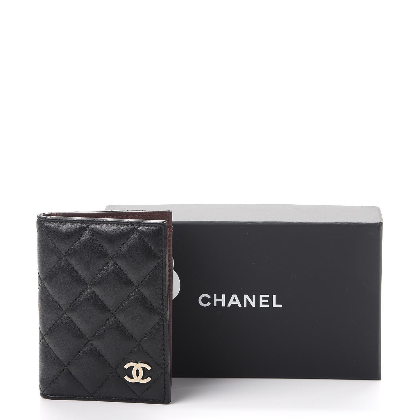 Lambskin Quilted Card Holder Wallet Black