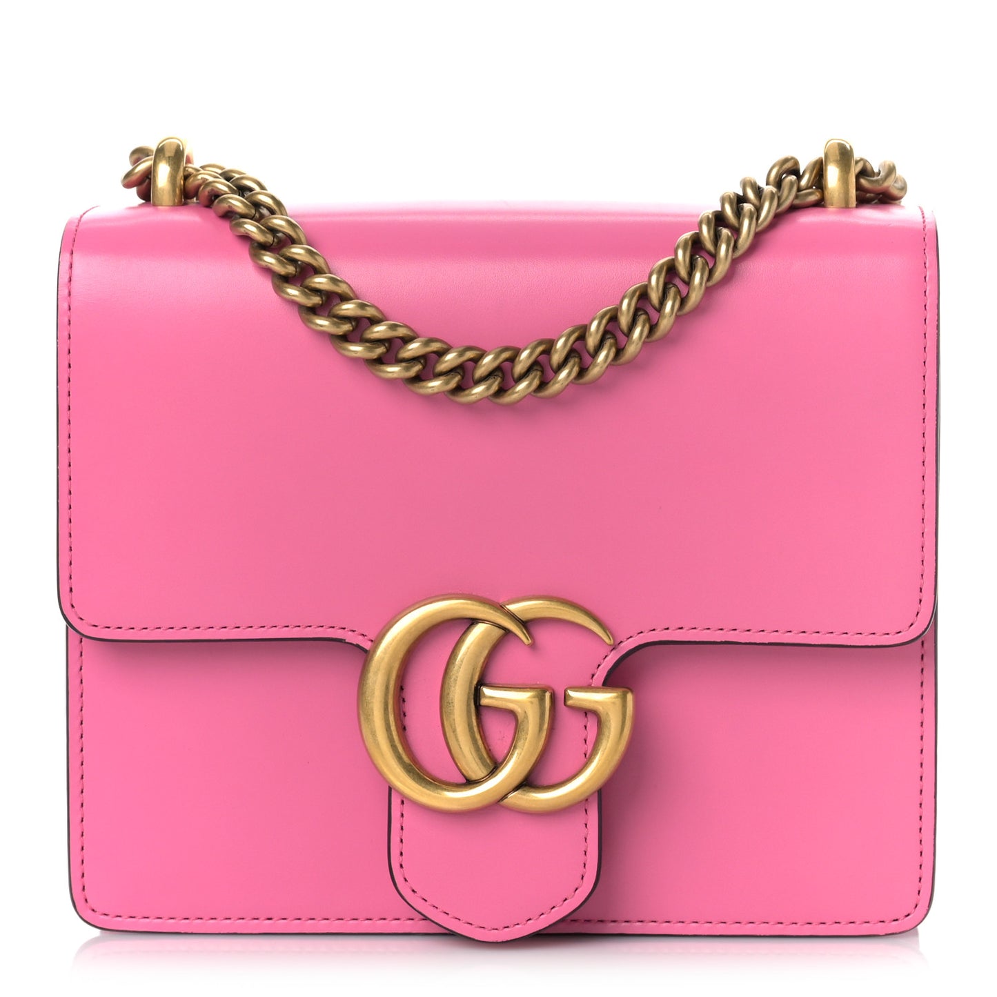 Knight Calfskin Small GG Marmont Chain Handle Bag Pink Tropical Flower