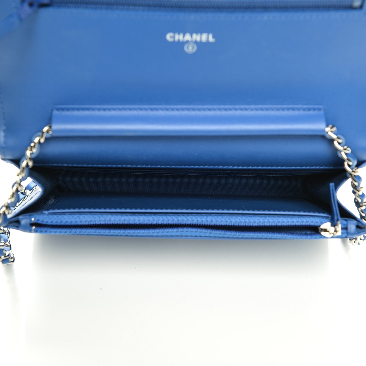 Chanel Patent Calfskin Quilted Boy Wallet On Chain WOC Dark Blue 5 of 9