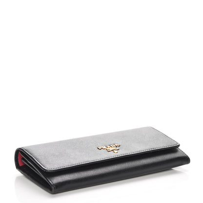 Prada Saffiano Continental Flap Wallet Black Ibisco 4 of 9