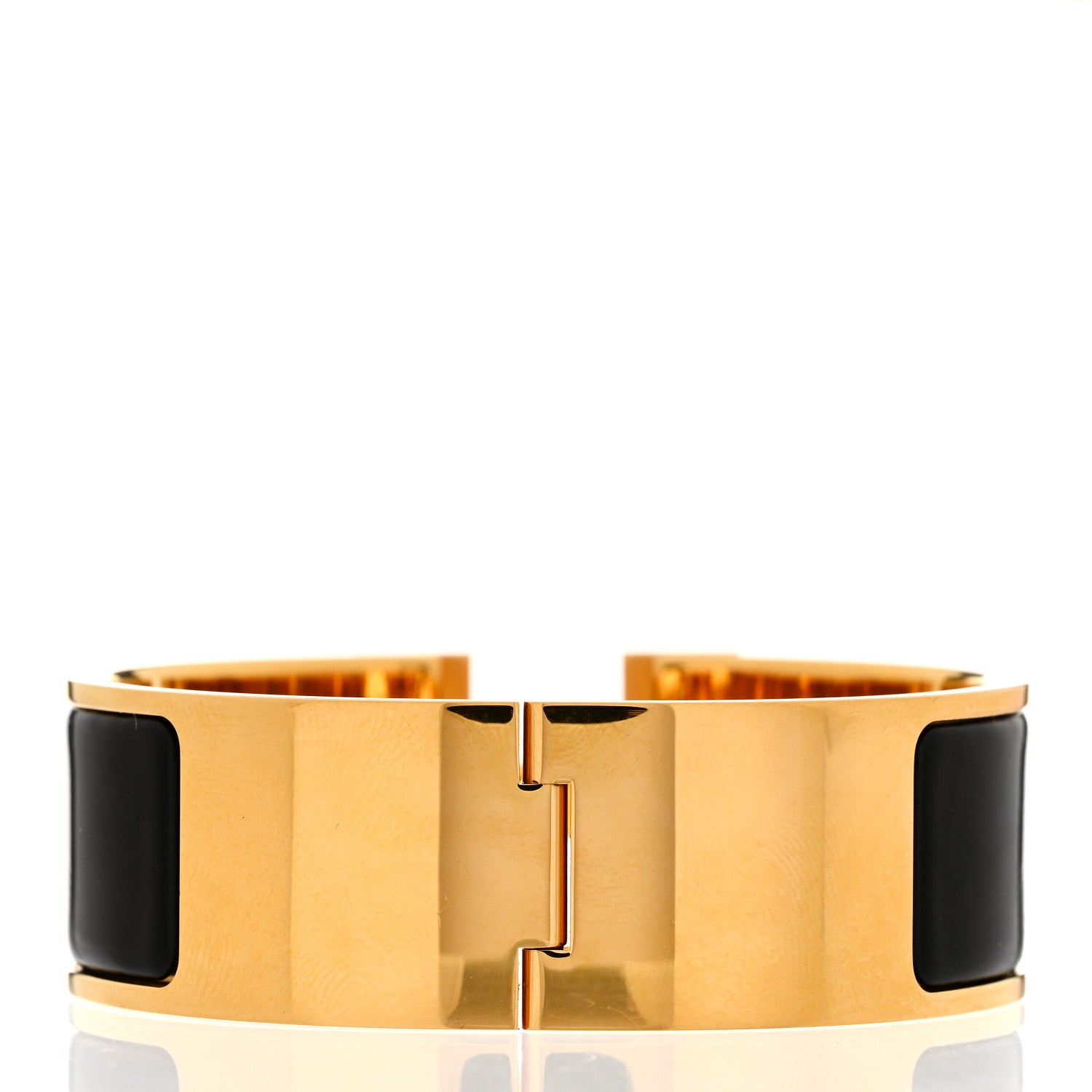 Hermes Enamel Wide Clic Clac H Bracelet GM Black 3 of 5