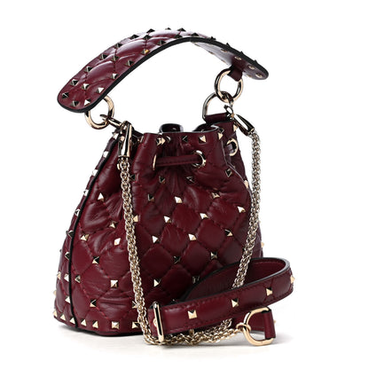 Valentino Garavani Nappa Mini Rockstud Spike Bucket Bag Cerise 2 of 4