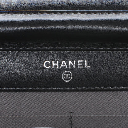Chanel Lambskin Studded CC Wallet On Chain WOC Black 6 of 10