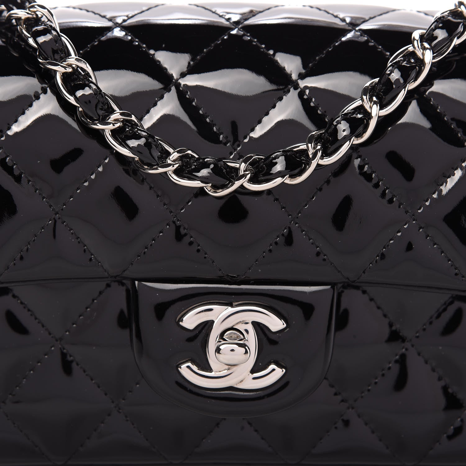 Chanel Patent Calfskin Quilted Mini Rectangular Flap Black 10 of 11