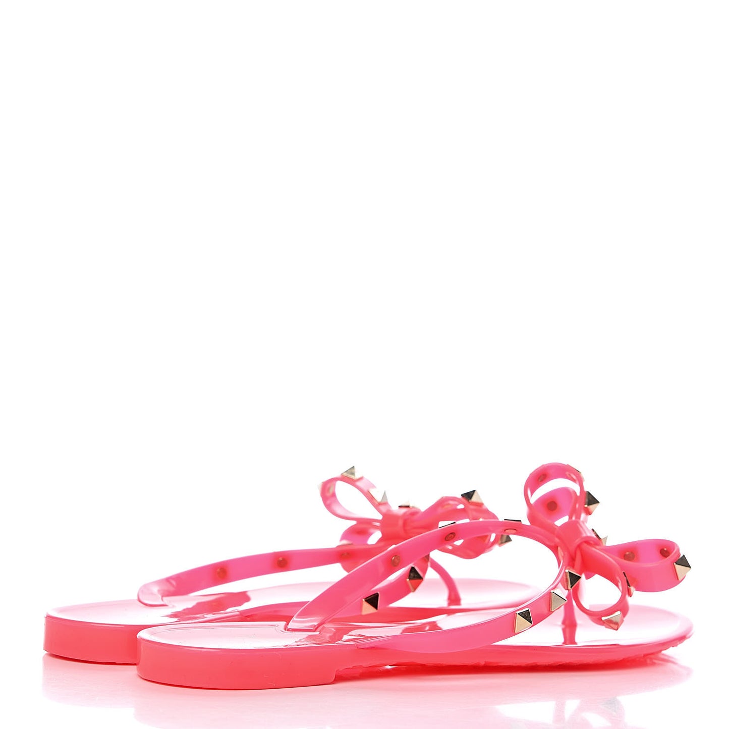 PVC Jelly Rockstud Bow Thong Sandals 39 Fuxia Fluo