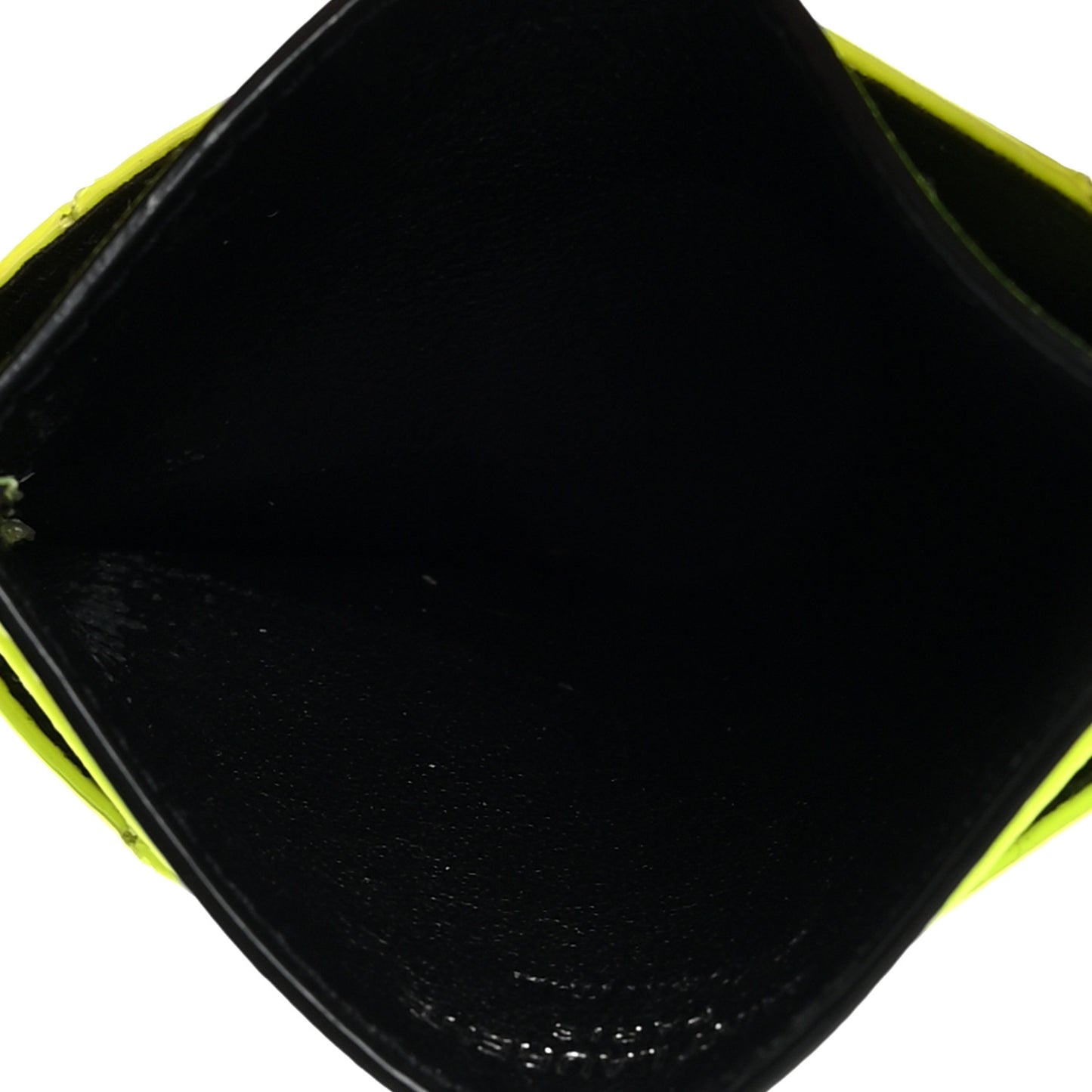 Patent Grain De Poudre Matelasse Chevron Monogram Credit Card Case Neon Yellow