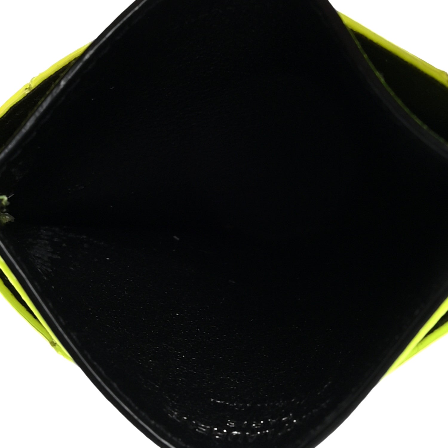 Saint Laurent Patent Grain De Poudre Matelasse Chevron Monogram Credit Card Case Neon Yellow 5 of 8