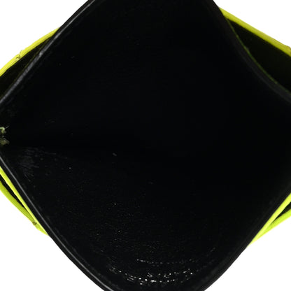 Saint Laurent Patent Grain De Poudre Matelasse Chevron Monogram Credit Card Case Neon Yellow 5 of 8
