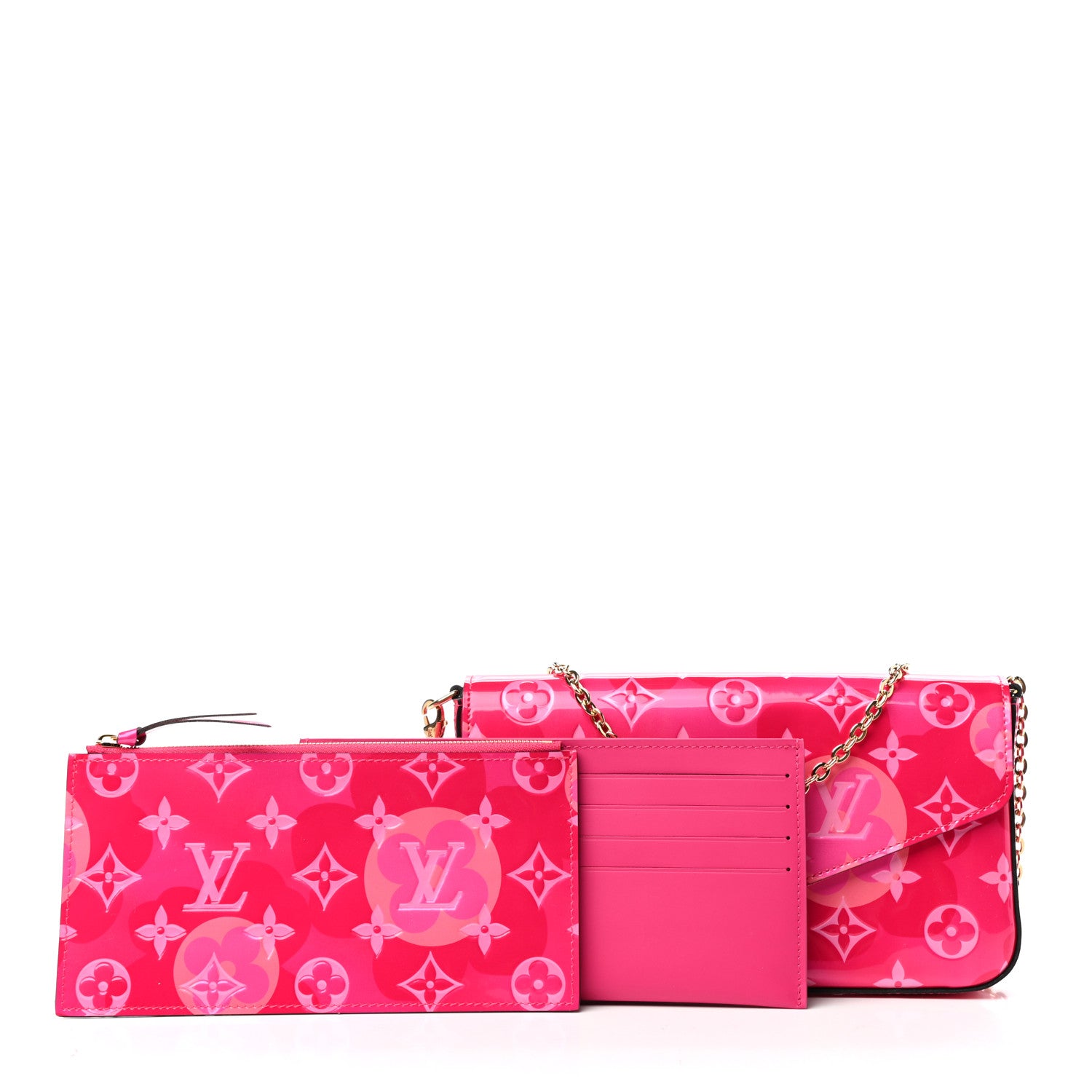 Louis Vuitton Vernis Valentine Pochette Felicie Chain Wallet Fuchsia 3 of 11