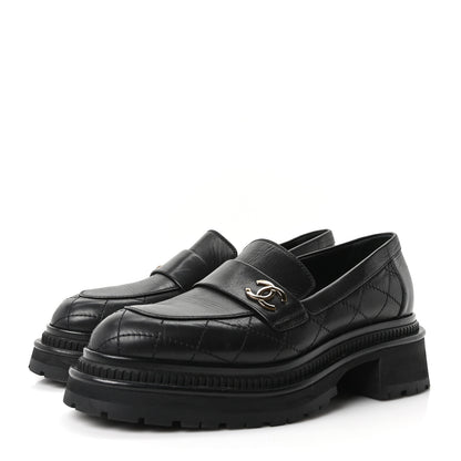 Chanel Calfskin Quilted CC Mocassin Loafers 38.5 Black 4 of 10