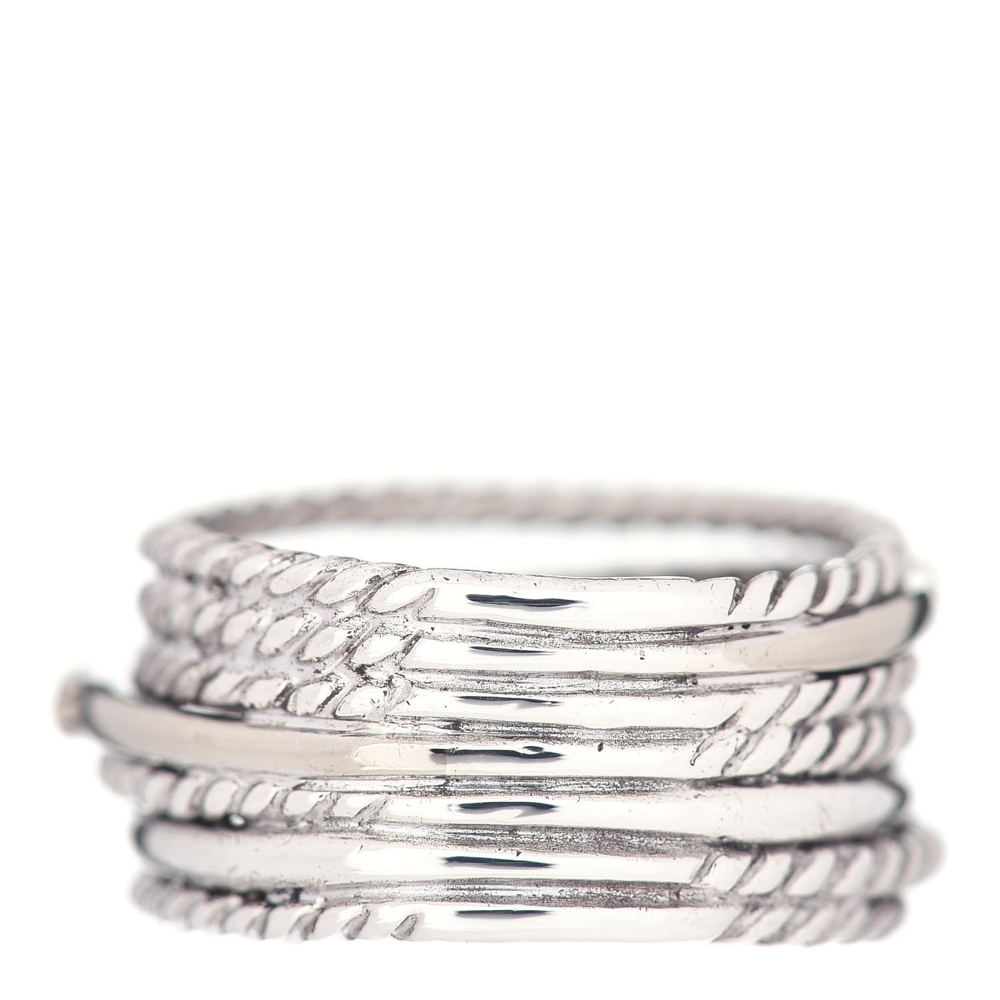 Sterling Silver 14K White Gold Diamond 11mm Wide Crossover Cable Ring 54 7