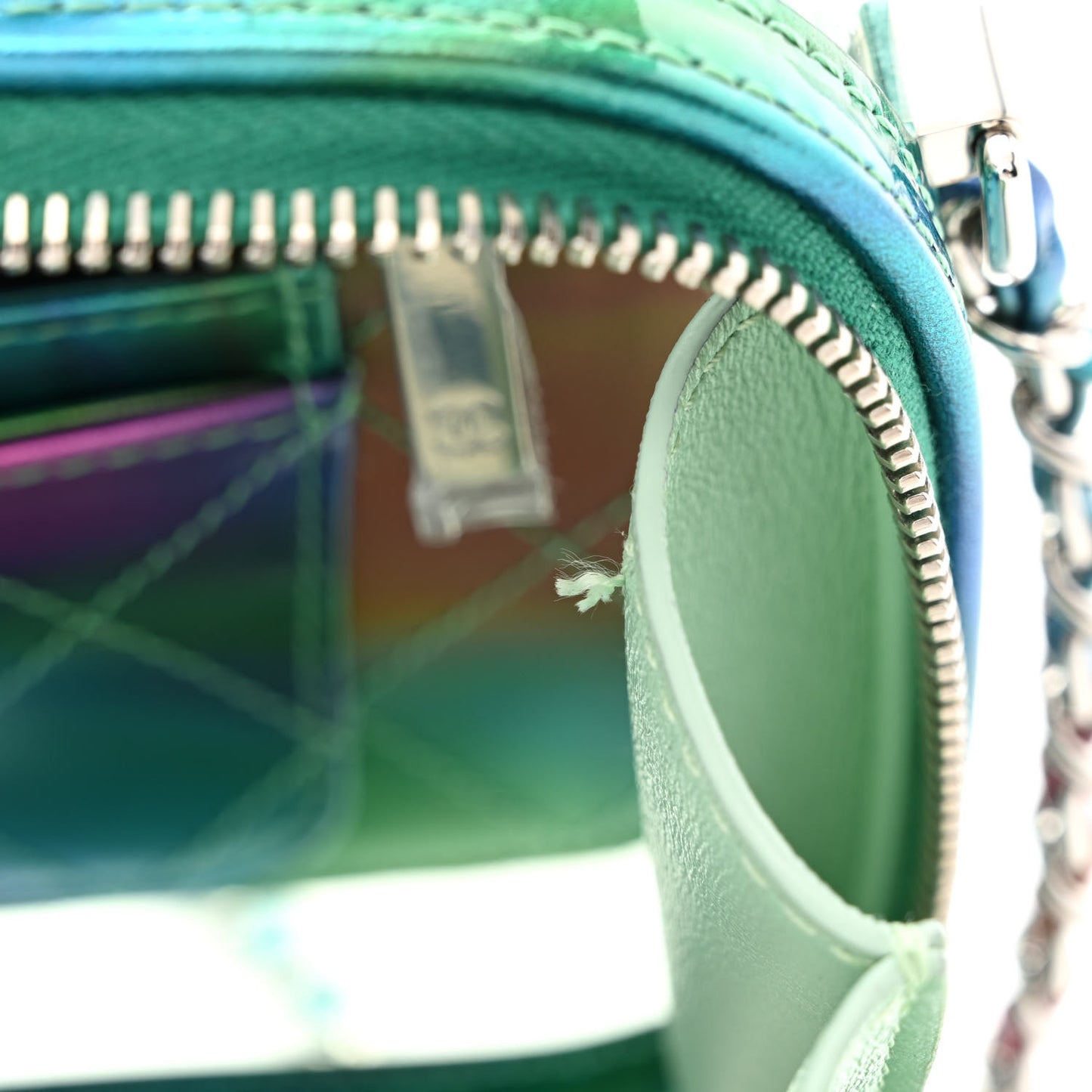 PVC Patent Calfskin Patent Lambskin Small CC Vanity Case Green