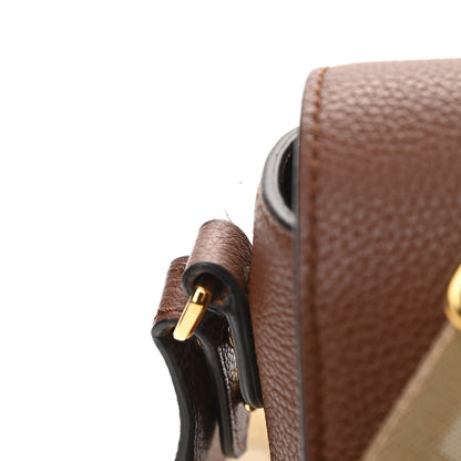 Burberry Calfskin Vintage Check Note Crossbody Bag Tan 10 of 11