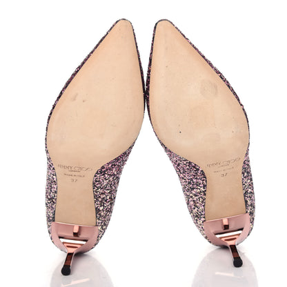 Jimmy Choo Glitter Degrade Pointy Toe Romy 60 Pumps 37 Pink Gold 6 of 9