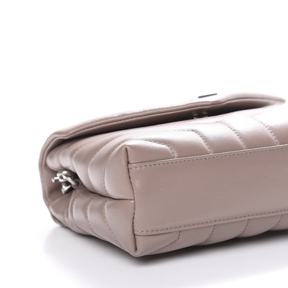 Saint Laurent Calfskin Y Quilted Toy Loulou Monogram Satchel Nude Powder 8 of 12