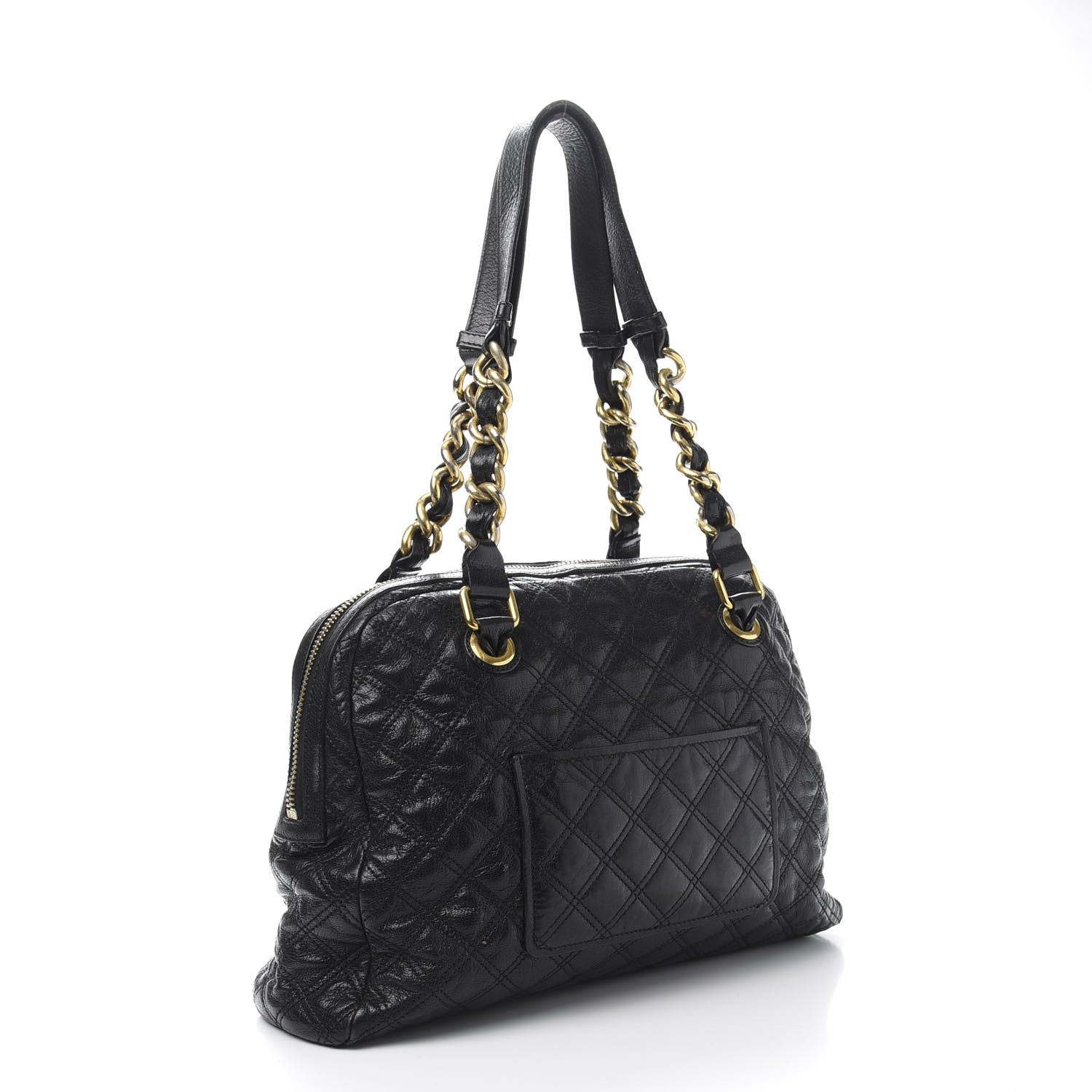 Marc Jacobs Lacquered Goatskin Quilted Karlie Satchel Black 3 of 13