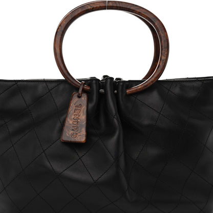 Chanel Lambskin Large Wood Handle Bag Black 8 of 10