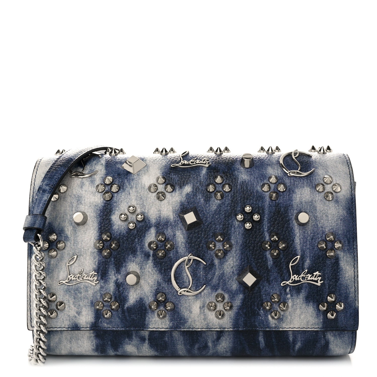 Christian Louboutin Calfskin Printed Punk Spikes Paloma Clutch Multicolor 1 of 10