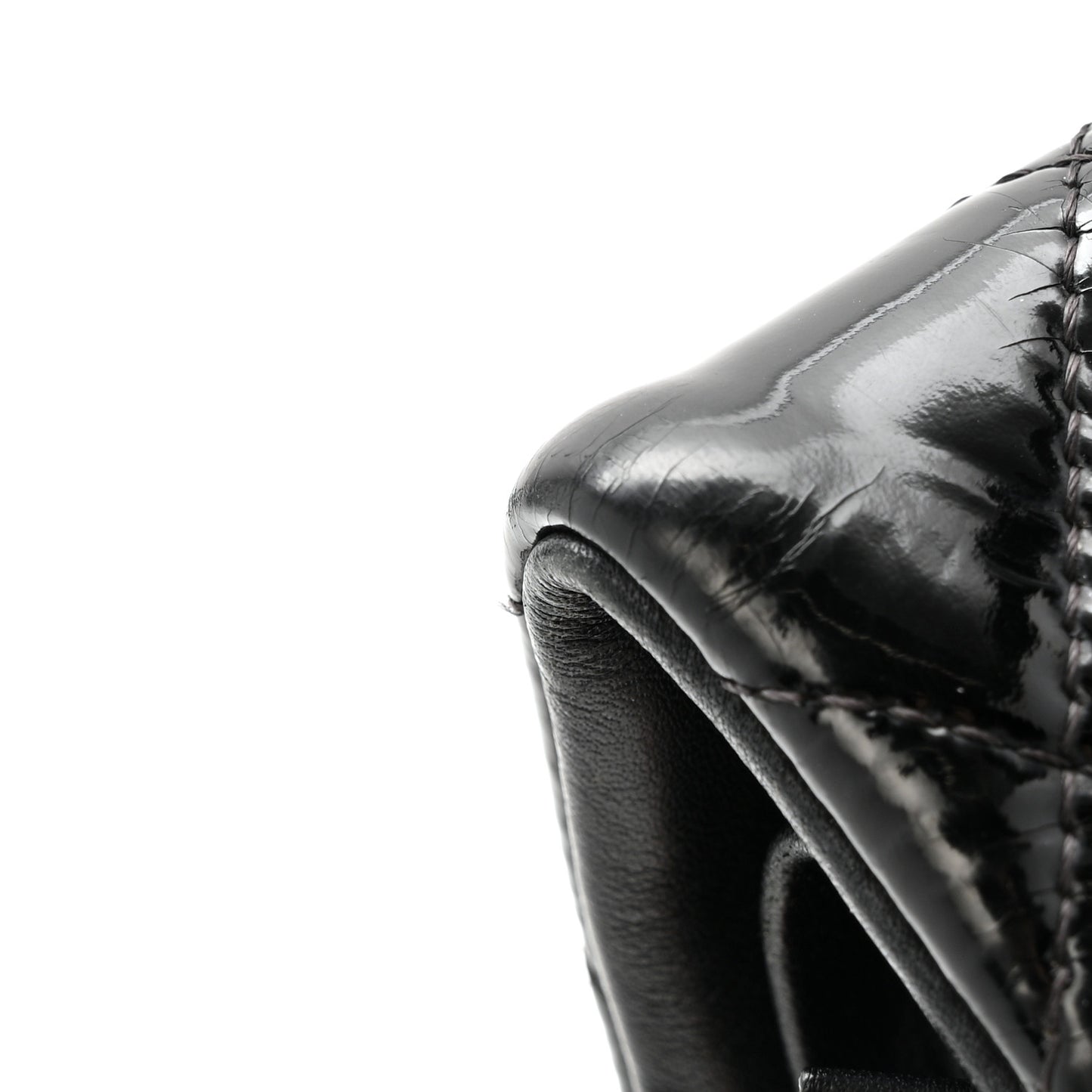 Patent Quilted Jumbo Double Flap Black