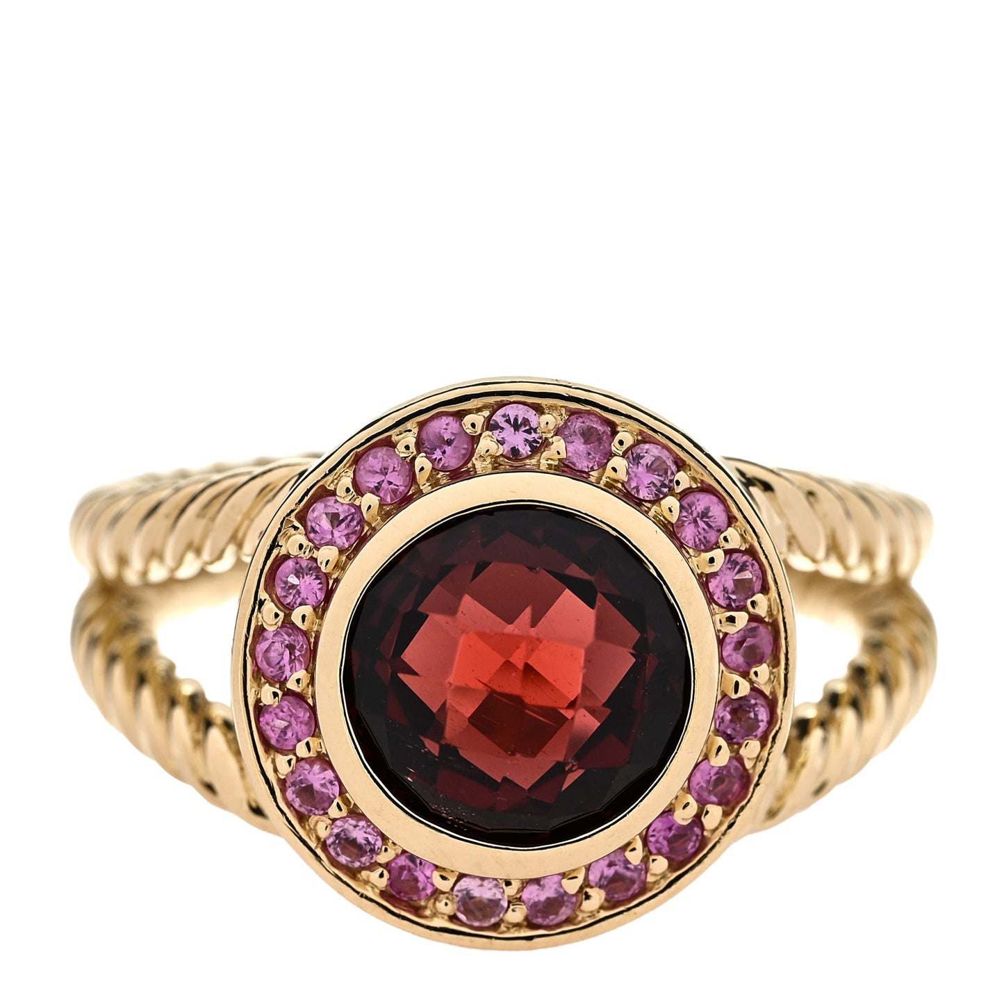 18K Yellow Gold Garnet Pink Sapphire 8mm Petite Cerise Ring 52 6