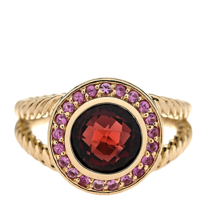 David Yurman 18K Yellow Gold Garnet Pink Sapphire 8mm Petite Cerise Ring 52 6 1 of 5