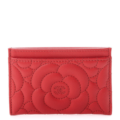 Chanel Caviar Camellia Quilted Card Holder Red 1 of 10