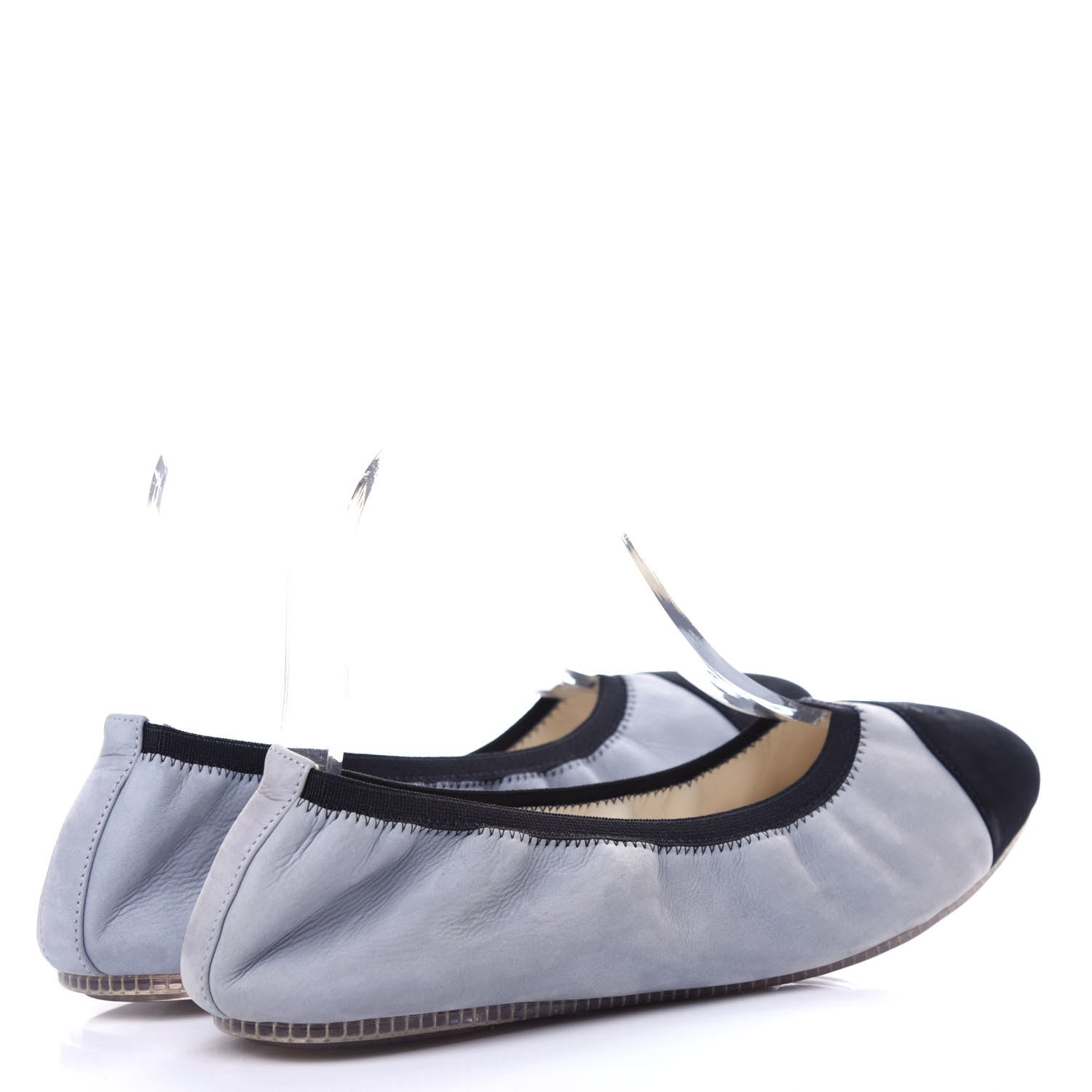 Chanel Nubuck Suede CC Elastic Cap Toe Ballerina Flats 40.5 Blue 4 of 11