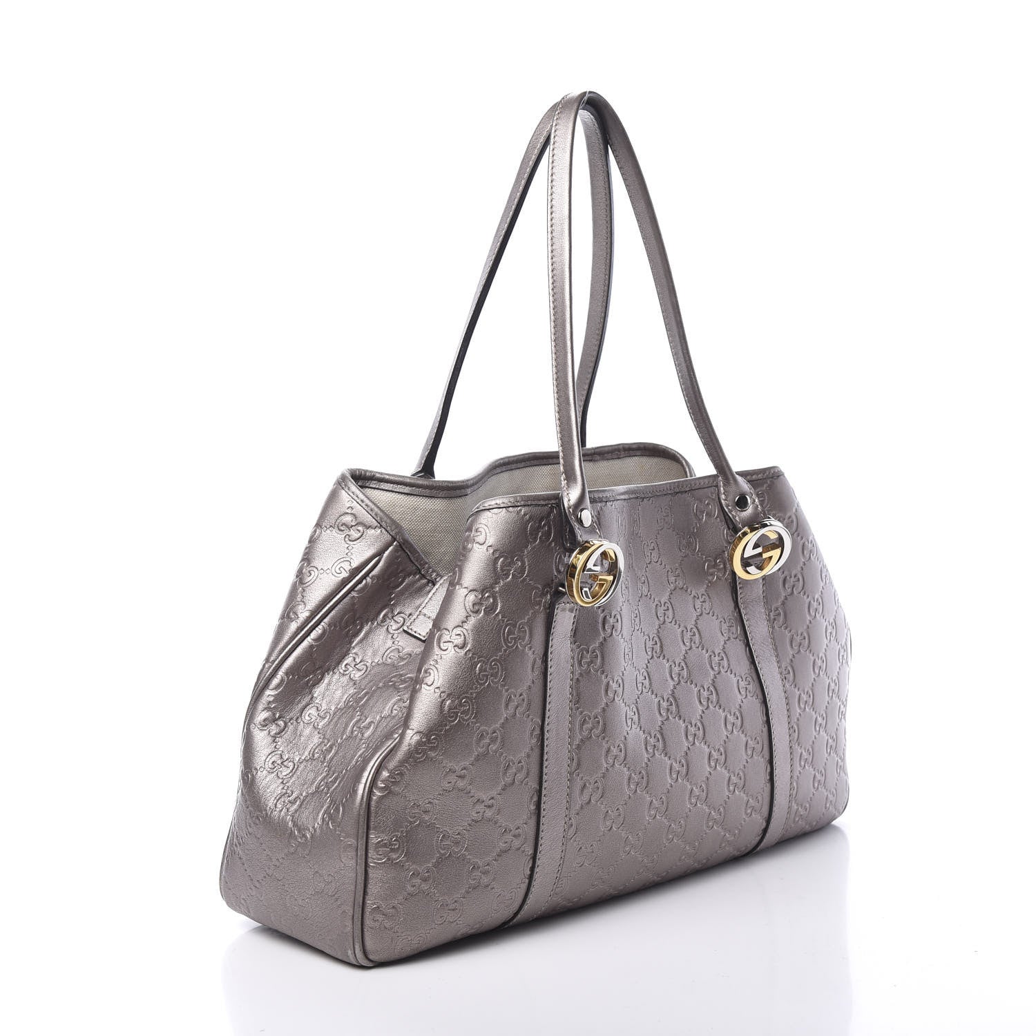 Gucci Metallic Guccissima Medium GG Twins Tote Mauve 2 of 15