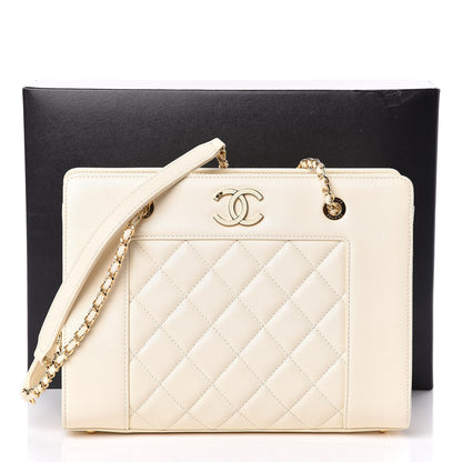 Chanel Sheepskin Quilted Mademoiselle Vintage Shopping Tote White 11 of 11