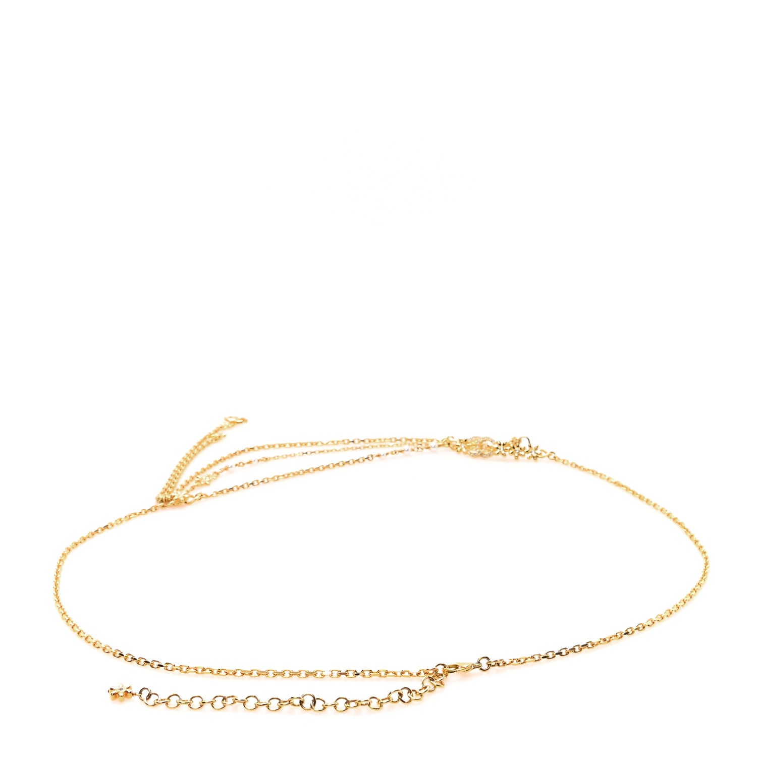 Chanel Pearl Crystal CC Flower Chain Belt 85 34 Gold Pearly White