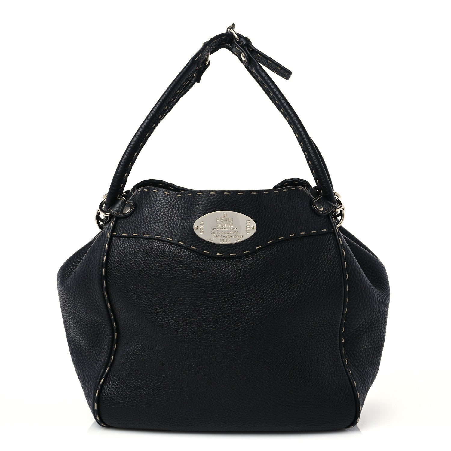 Fendi Calfskin Romano Selleria Small Bucket Black 1 of 8