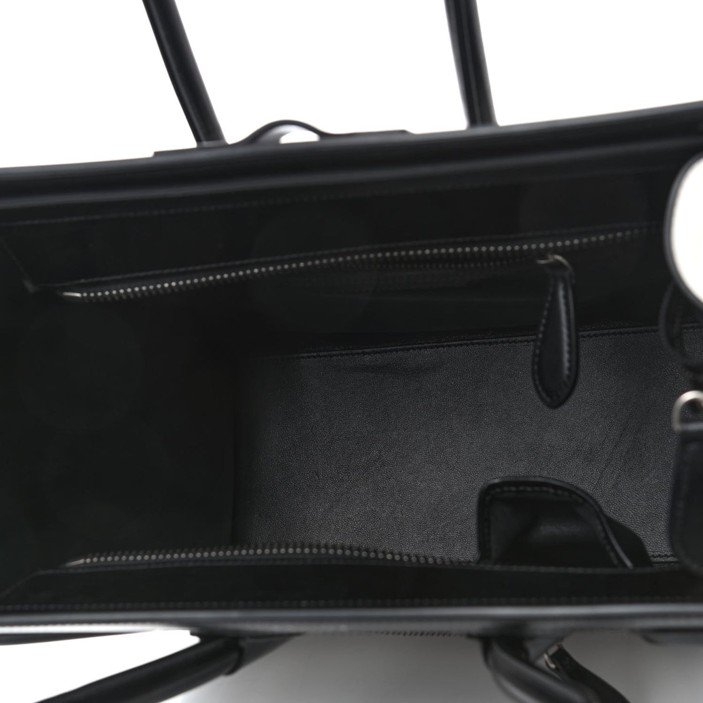 Sleek Calfskin Micro Bi-Color Luggage Black White