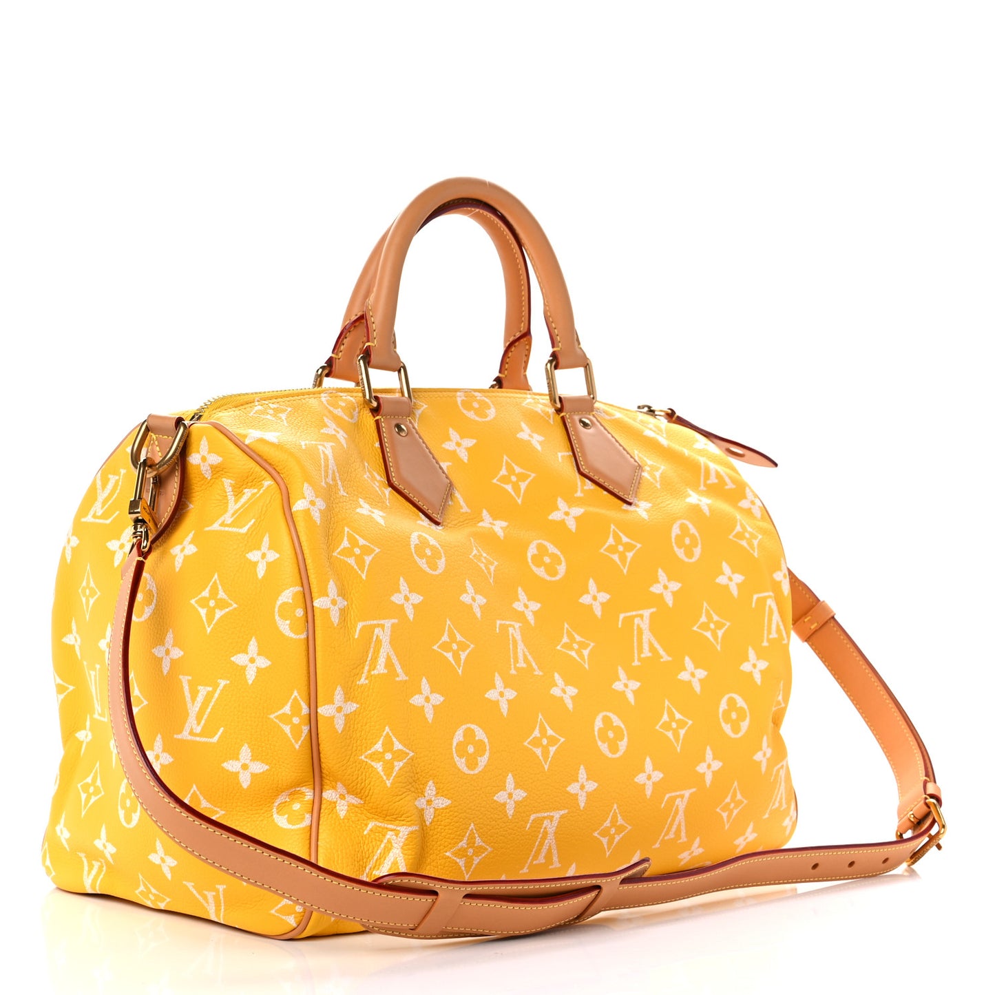 Calfskin Monogram Speedy P9 Bandouliere 40 Jaune Mat