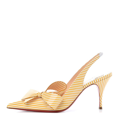 Christian Louboutin Patent Stripes Clare Nodo 80 Pumps 36 Banana White 1 of 8
