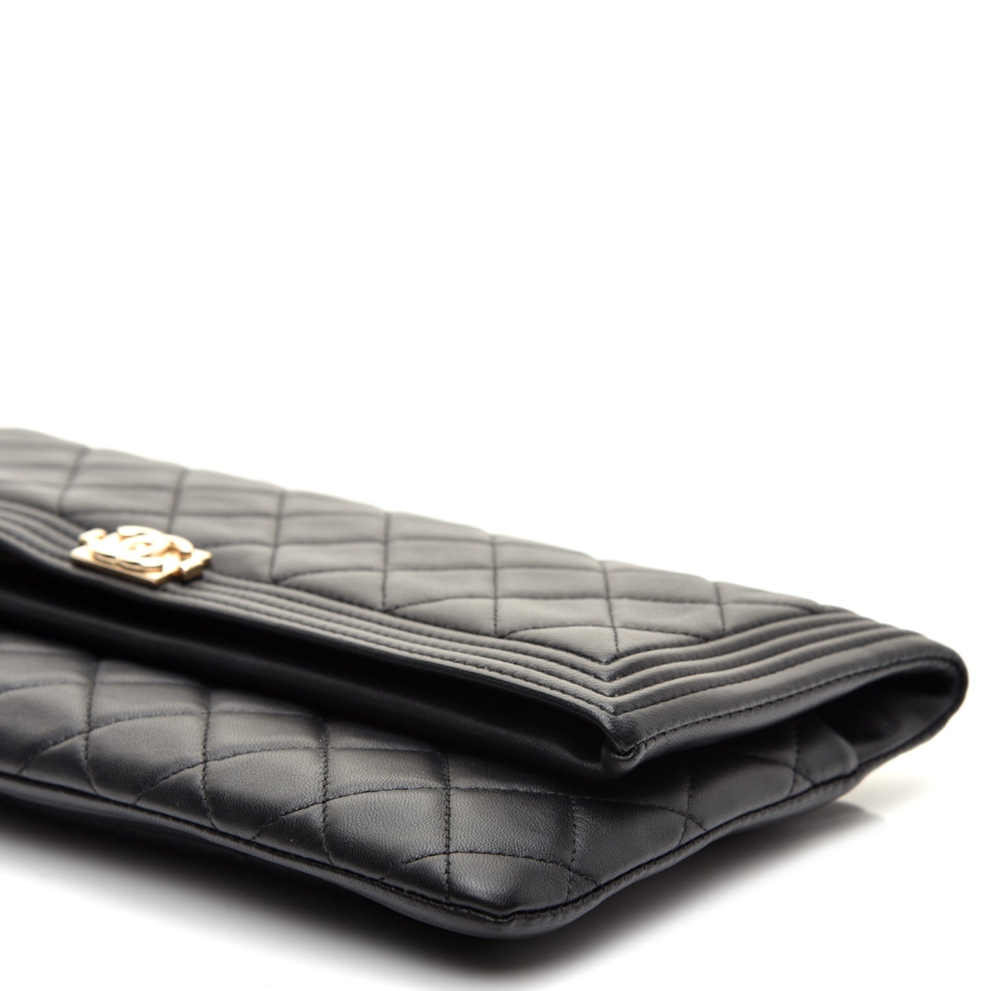 Lambskin Quilted Beauty CC Boy Clutch Black