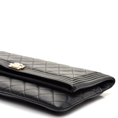 Chanel Lambskin Quilted Beauty CC Boy Clutch Black 7 of 9