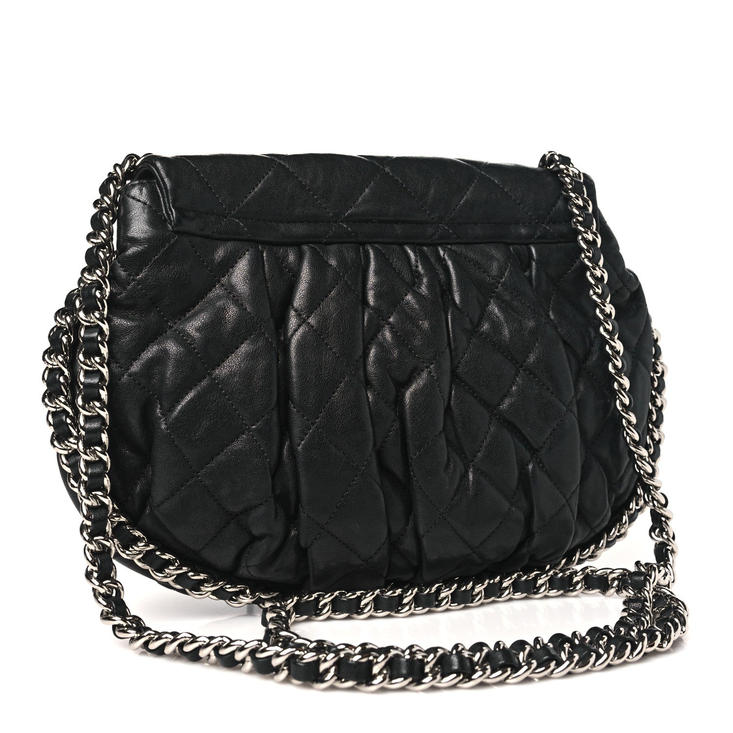 Chanel Washed Lambskin Quilted Medium Chain Around Messenger Black 3 of 11