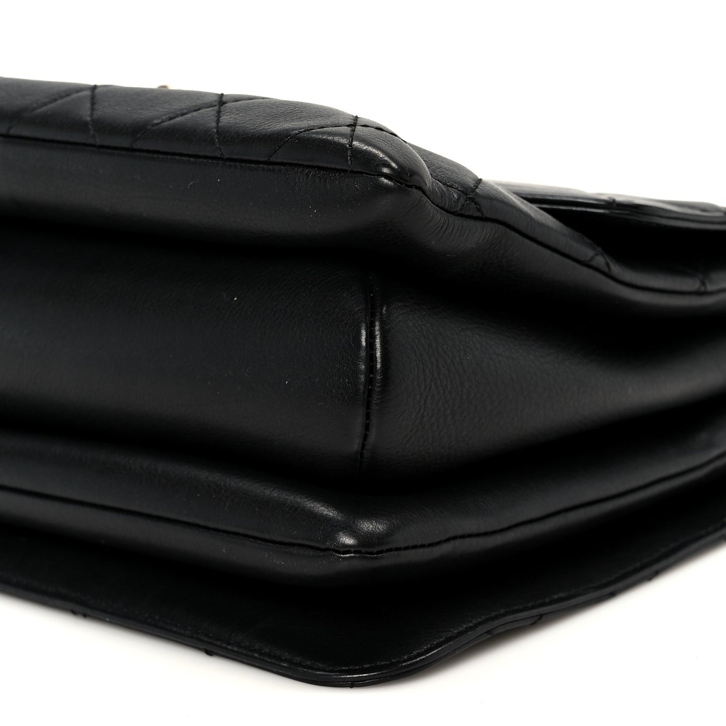 Calfskin Quilted Small Gold Top Handle Flap Black