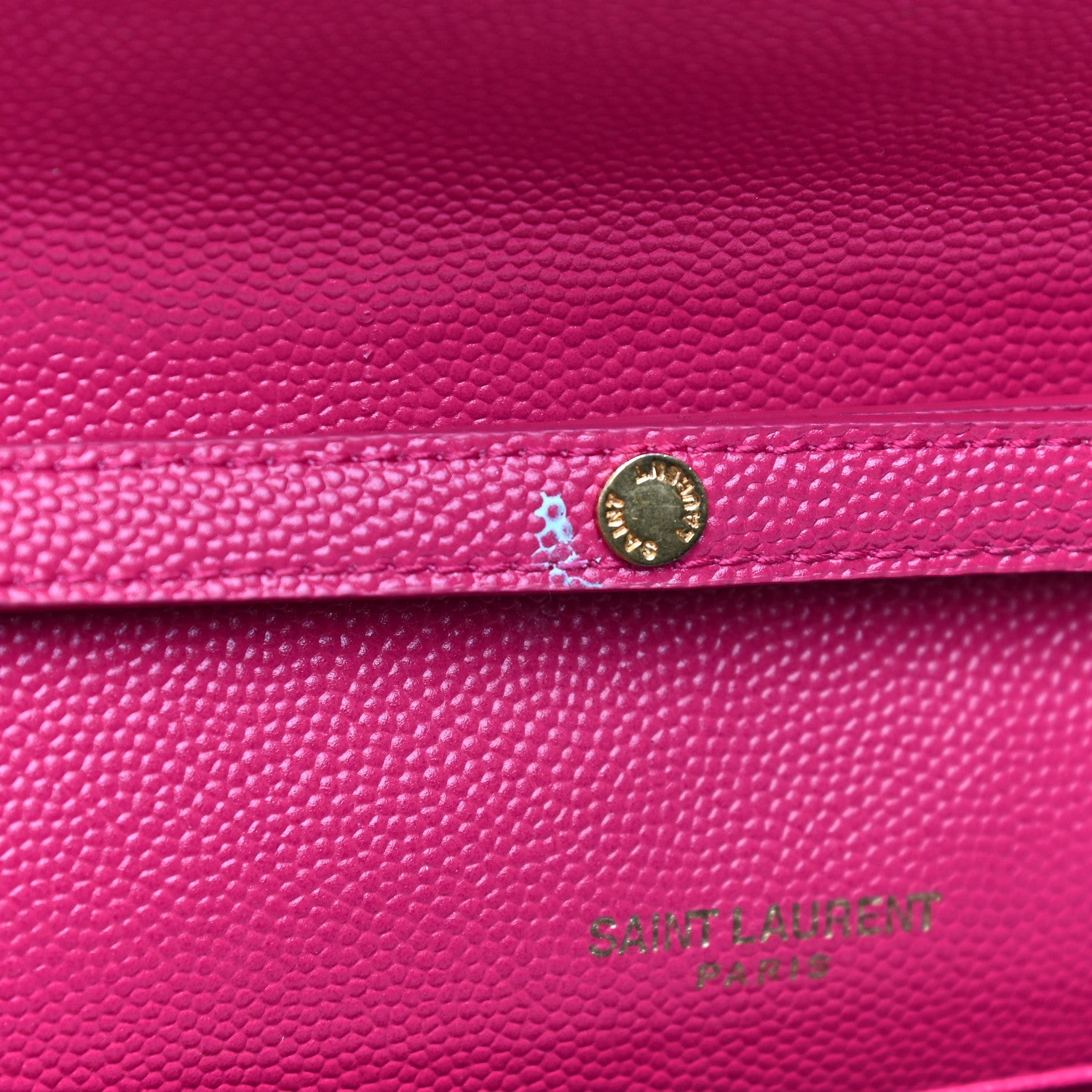 Saint Laurent Grain De Poudre Matelasse Chevron Monogram Chain Wallet Bubblegum 11 of 12